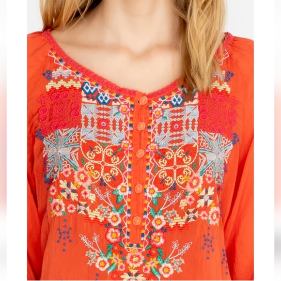 Johnny Was🪸Muna Blouse in Sunrise 🌅, size Large 🆕 - Picture 4 of 14